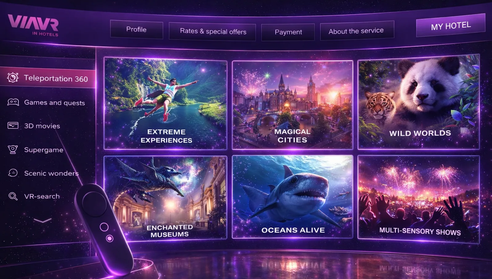 VIAVR in-room VR content interface preview